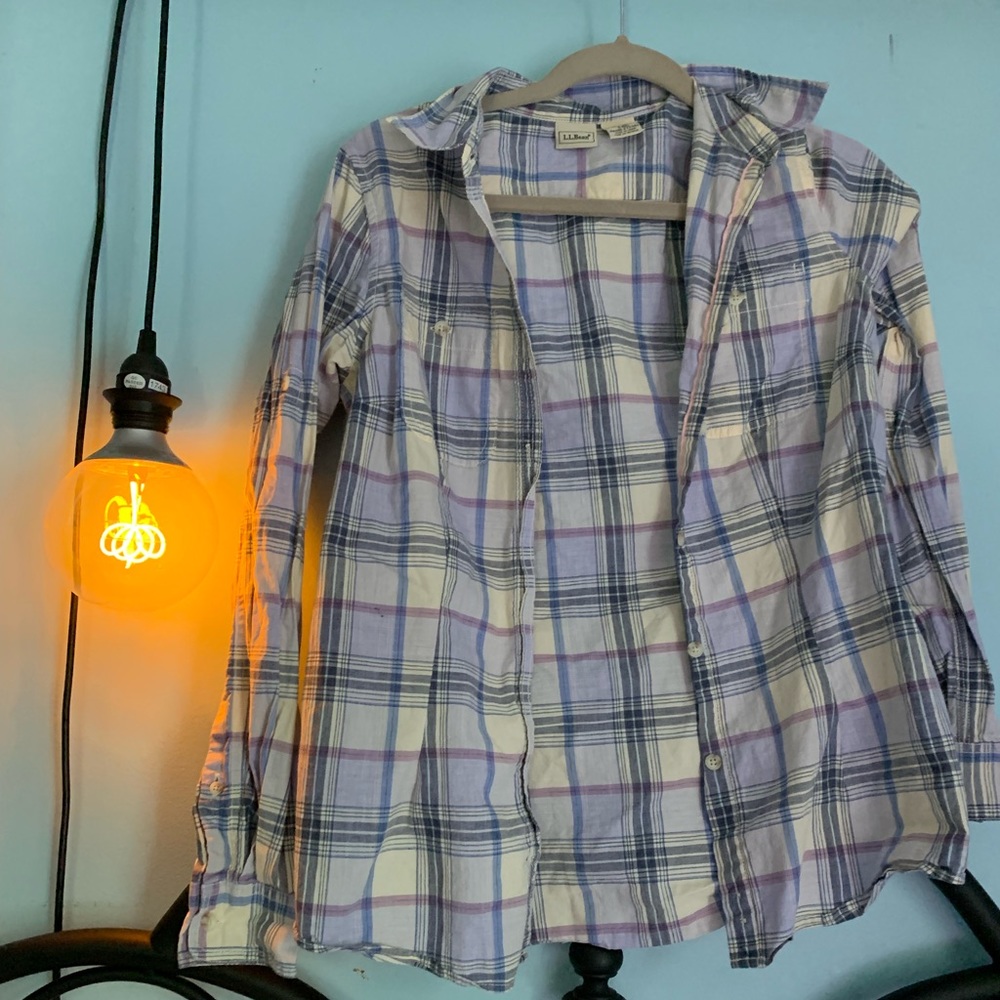 l.l. bean plaid button up